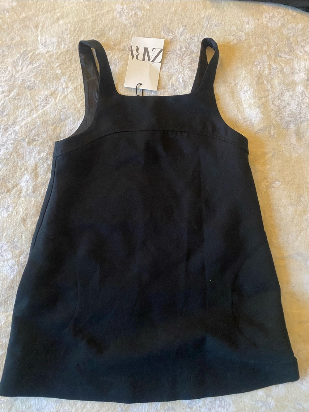 Zara Black Square-Neck Mini Slip Dress